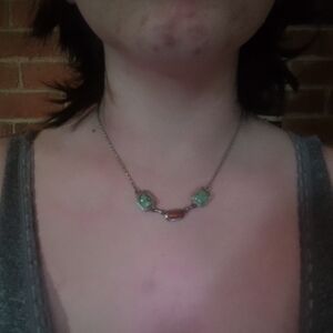 Vtg Sterling Silver Turquoise And Coral Bib Necklace